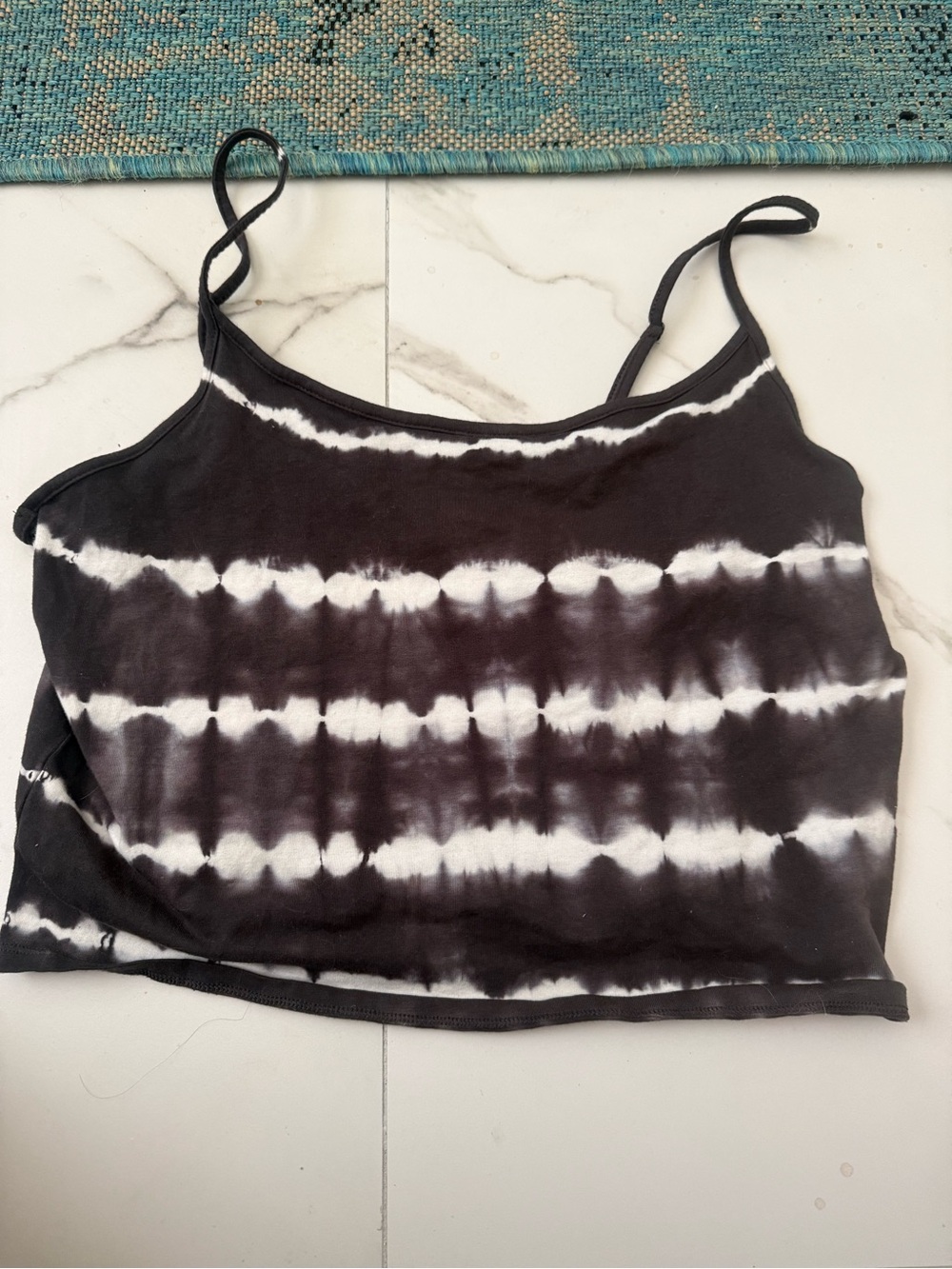 American Eagle Outfitters Brown & White Tie-Dye Cropped Tank